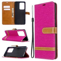 Jeans Cowboy Denim Leather Wallet Case for Samsung Galaxy S20 Ultra / S11 Plus - Rose