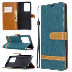 Jeans Cowboy Denim Leather Wallet Case for Samsung Galaxy S20 Ultra / S11 Plus - Green