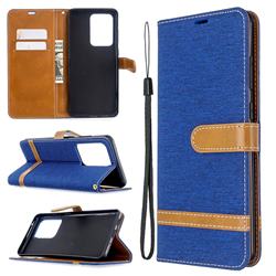 Jeans Cowboy Denim Leather Wallet Case for Samsung Galaxy S20 Ultra / S11 Plus - Sapphire