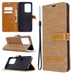 Jeans Cowboy Denim Leather Wallet Case for Samsung Galaxy S20 Ultra / S11 Plus - Brown