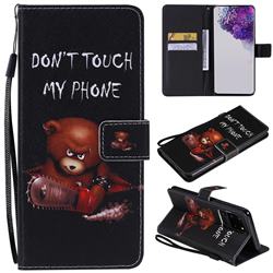 Angry Bear PU Leather Wallet Case for Samsung Galaxy S20 Ultra / S11 Plus