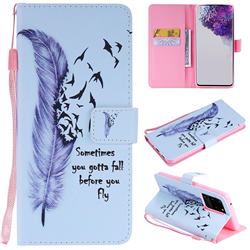 Feather Birds PU Leather Wallet Case for Samsung Galaxy S20 Ultra / S11 Plus