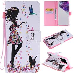 Petals and Cats PU Leather Wallet Case for Samsung Galaxy S20 Ultra / S11 Plus