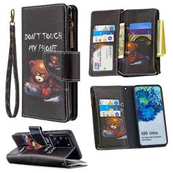 Chainsaw Bear Binfen Color BF03 Retro Zipper Leather Wallet Phone Case for Samsung Galaxy S20 Ultra / S11 Plus