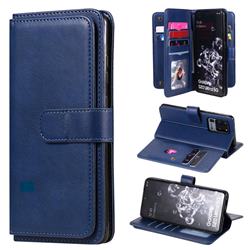 Multi-function Ten Card Slots and Photo Frame PU Leather Wallet Phone Case Cover for Samsung Galaxy S20 Ultra / S11 Plus - Dark Blue