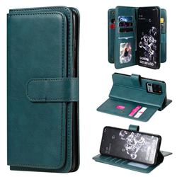 Multi-function Ten Card Slots and Photo Frame PU Leather Wallet Phone Case Cover for Samsung Galaxy S20 Ultra / S11 Plus - Dark Green