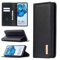 Binfen Color BF06 Luxury Classic Genuine Leather Detachable Magnet Holster Cover for Samsung Galaxy S20 Ultra / S11 Plus - Black