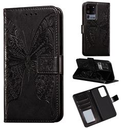 Intricate Embossing Vivid Butterfly Leather Wallet Case for Samsung Galaxy S20 Ultra / S11 Plus - Black