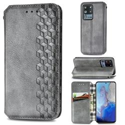 Ultra Slim Fashion Business Card Magnetic Automatic Suction Leather Flip Cover for Samsung Galaxy S20 Ultra / S11 Plus - Grey