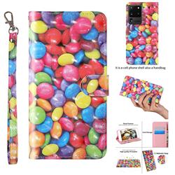 Colorful Jelly Beans 3D Painted Leather Wallet Case for Samsung Galaxy S20 Ultra / S11 Plus