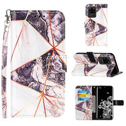 Black and White Stitching Color Marble Leather Wallet Case for Samsung Galaxy S20 Ultra