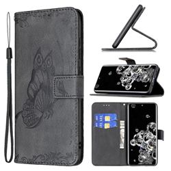 Binfen Color Imprint Vivid Butterfly Leather Wallet Case for Samsung Galaxy S20 Ultra - Black