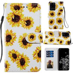 Sunflower Smooth Leather Phone Wallet Case for Samsung Galaxy S20 Ultra