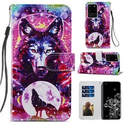 Wolf Totem Smooth Leather Phone Wallet Case for Samsung Galaxy S20 Ultra