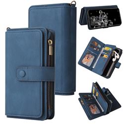 Luxury Multi-functional Zipper Wallet Leather Phone Case Cover for Samsung Galaxy S20 Ultra - Blue