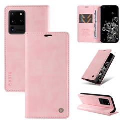 YIKATU Litchi Card Magnetic Automatic Suction Leather Flip Cover for Samsung Galaxy S20 Ultra - Pink
