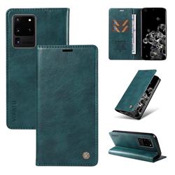 YIKATU Litchi Card Magnetic Automatic Suction Leather Flip Cover for Samsung Galaxy S20 Ultra - Dark Blue