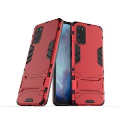 Armor Premium Tactical Grip Kickstand Shockproof Dual Layer Rugged Hard Cover for Samsung Galaxy S20 / S11e - Wine Red