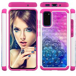 Colored Mandala Studded Rhinestone Bling Diamond Shock Absorbing Hybrid Defender Rugged Phone Case Cover for Samsung Galaxy S20 / S11e