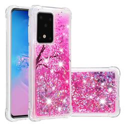 Pink Cherry Blossom Dynamic Liquid Glitter Sand Quicksand Star TPU Case for Samsung Galaxy S20 / S11e