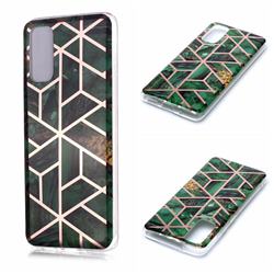 Green Rhombus Galvanized Rose Gold Marble Phone Back Cover for Samsung Galaxy S20 / S11e