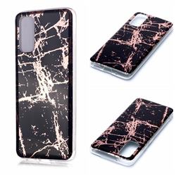 Black Galvanized Rose Gold Marble Phone Back Cover for Samsung Galaxy S20 / S11e