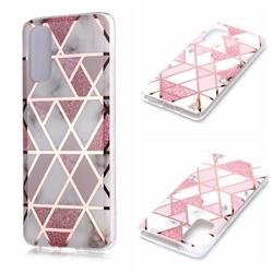 Pink Rhombus Galvanized Rose Gold Marble Phone Back Cover for Samsung Galaxy S20 / S11e
