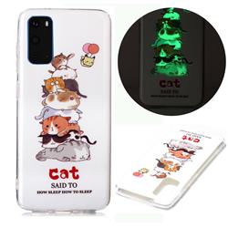 Cute Cat Noctilucent Soft TPU Back Cover for Samsung Galaxy S20 / S11e