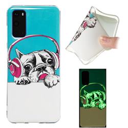 Headphone Puppy Noctilucent Soft TPU Back Cover for Samsung Galaxy S20 / S11e