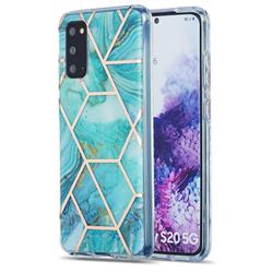 Blue Sea Marble Pattern Galvanized Electroplating Protective Case Cover for Samsung Galaxy S20
