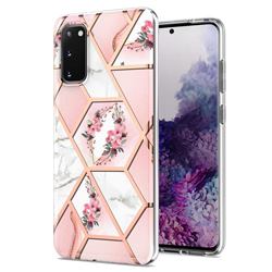Pink Flower Marble Electroplating Protective Case Cover for Samsung Galaxy S20
