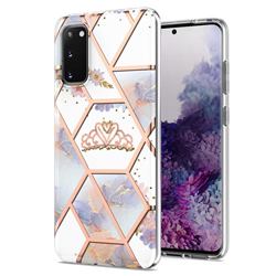 Crown Purple Flower Marble Electroplating Protective Case Cover for Samsung Galaxy S20