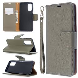 Classic Luxury Litchi Leather Phone Wallet Case for Samsung Galaxy S20 / S11e - Gray