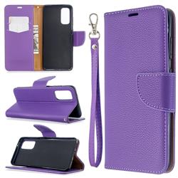 Classic Luxury Litchi Leather Phone Wallet Case for Samsung Galaxy S20 / S11e - Purple