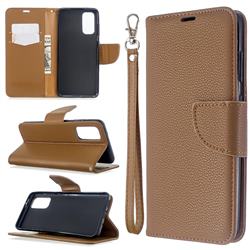 Classic Luxury Litchi Leather Phone Wallet Case for Samsung Galaxy S20 / S11e - Brown