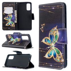 Golden Shining Butterfly Leather Wallet Case for Samsung Galaxy S20 / S11e