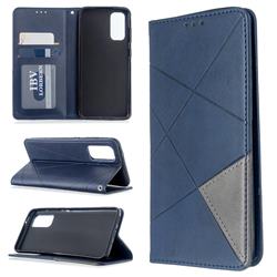 Prismatic Slim Magnetic Sucking Stitching Wallet Flip Cover for Samsung Galaxy S20 / S11e - Blue