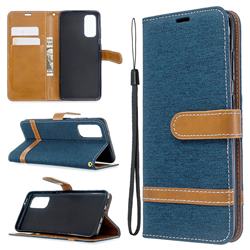 Jeans Cowboy Denim Leather Wallet Case for Samsung Galaxy S20 / S11e - Dark Blue