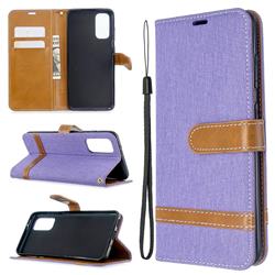 Jeans Cowboy Denim Leather Wallet Case for Samsung Galaxy S20 / S11e - Purple