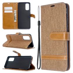 Jeans Cowboy Denim Leather Wallet Case for Samsung Galaxy S20 / S11e - Brown