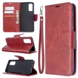 Classic Sheepskin PU Leather Phone Wallet Case for Samsung Galaxy S20 / S11e - Red