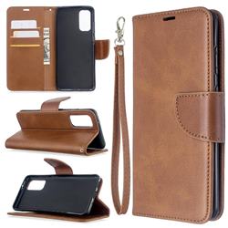 Classic Sheepskin PU Leather Phone Wallet Case for Samsung Galaxy S20 / S11e - Brown