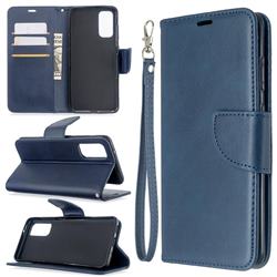 Classic Sheepskin PU Leather Phone Wallet Case for Samsung Galaxy S20 / S11e - Blue