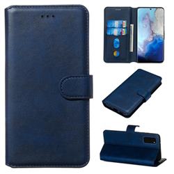 Retro Calf Matte Leather Wallet Phone Case for Samsung Galaxy S20 / S11e - Blue