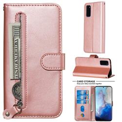 Retro Luxury Zipper Leather Phone Wallet Case for Samsung Galaxy S20 / S11e - Pink
