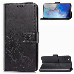 Embossing Imprint Four-Leaf Clover Leather Wallet Case for Samsung Galaxy S20 / S11e - Black