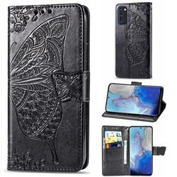 Embossing Mandala Flower Butterfly Leather Wallet Case for Samsung Galaxy S20 / S11e - Black