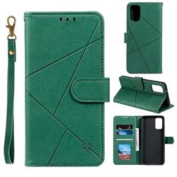 Embossing Geometric Leather Wallet Case for Samsung Galaxy S20 / S11e - Green