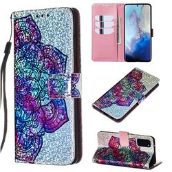 Glutinous Flower Sequins Painted Leather Wallet Case for Samsung Galaxy S20 / S11e