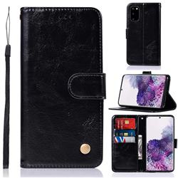 Luxury Retro Leather Wallet Case for Samsung Galaxy S20 / S11e - Black